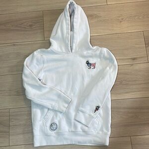 GOAT hoodie. White. Youth XL (but fits small)